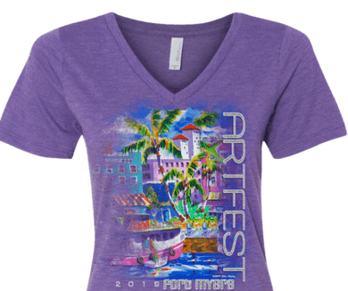 2019 Ladies V-Neck T-Shirt in Purple